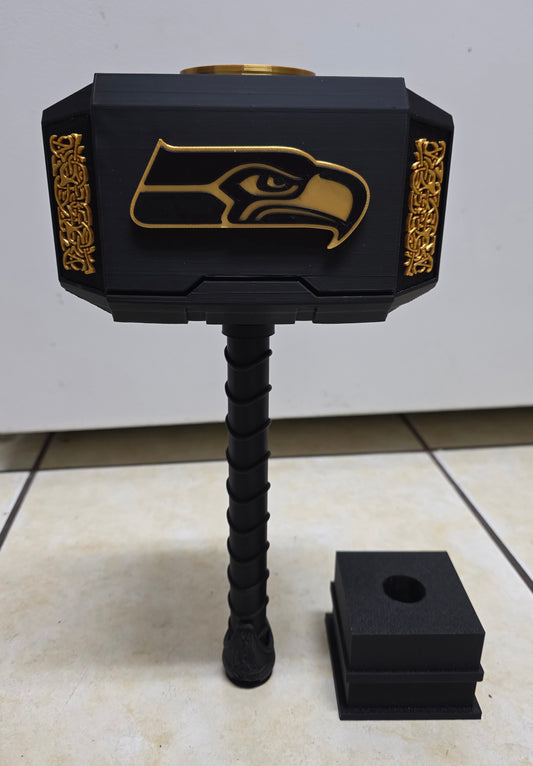 Seattle Seahawks GOLD EDITION Thor Hammer with Stand